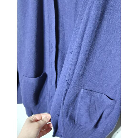 Eric Bompard Women 100% Cashmere Purple Cardigan Sweater Size Medium Winter Cozy - Picture 3 of 11